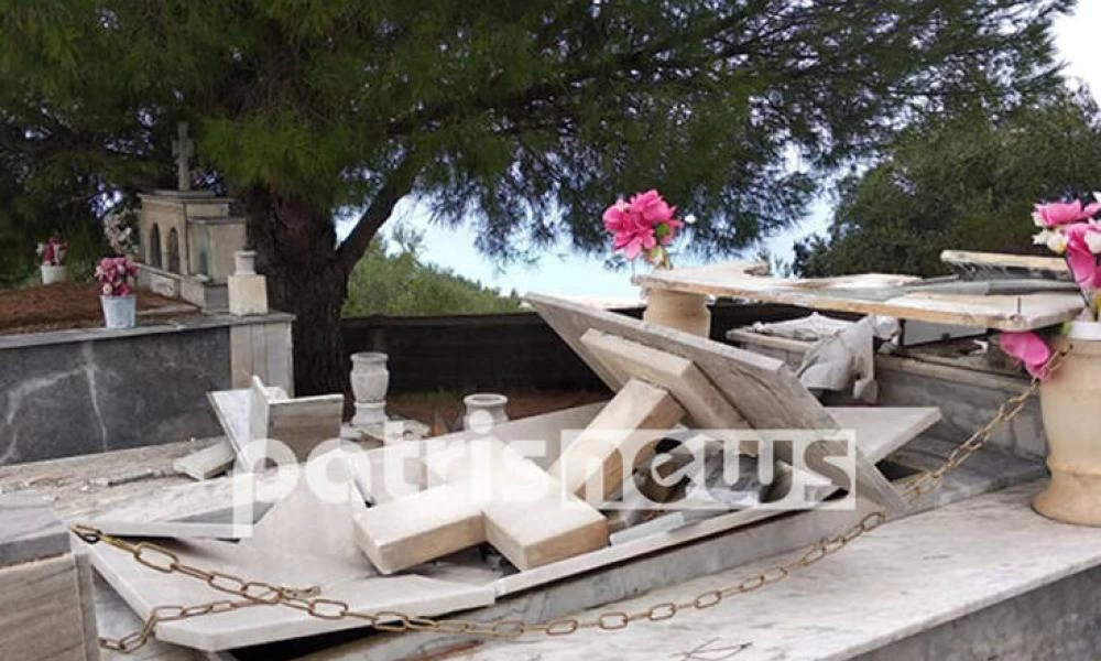 Ηλεία: Οι θυελλώδεις άνεμοι "άνοιξαν" τους τάφους! - Βίντεο